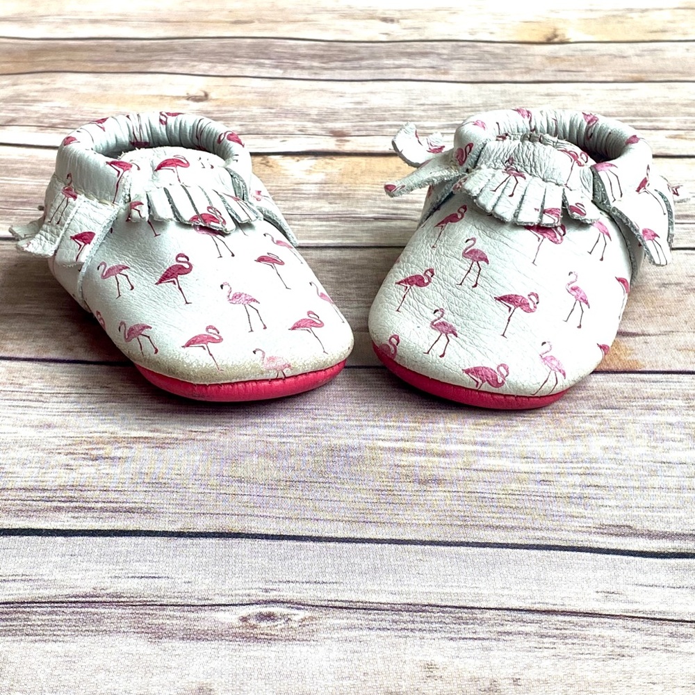 COPY - Flamingo Freshly Picked moccasins. Size 3